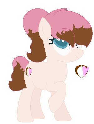 Size: 301x397 | Tagged: safe, artist:pastelmlpdrawings, derpibooru import, oc, oc:cinamoon pie, unofficial characters only, earth pony, pony, base used, colored pupils, female, mare, offspring, parent:cheese sandwich, parent:pinkie pie, parents:cheesepie, raised hoof, simple background, solo, white background