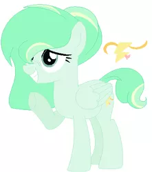 Size: 362x410 | Tagged: safe, artist:pastelmlpdrawings, derpibooru import, oc, oc:windy star, unofficial characters only, pegasus, pony, base used, cutie mark, female, freckles, hair over one eye, mare, offspring, parent:sky stinger, parent:vapor trail, parents:vaporsky, simple background, solo, waving, white background