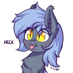 Size: 1024x1024 | Tagged: safe, artist:dsp2003, derpibooru import, oc, oc:panne, unofficial characters only, bat pony, pony, :p, bat pony oc, bust, chest fluff, cute, cute little fangs, ear fluff, fangs, female, heck, mare, mlem, silly, simple background, solo, tongue out, transparent background