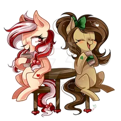 Size: 800x800 | Tagged: safe, artist:ipun, derpibooru import, oc, oc:mocha latte, unofficial characters only, earth pony, pony, coffee, deviantart watermark, female, heart eyes, image, mare, obtrusive watermark, png, simple background, transparent background, watermark, wingding eyes