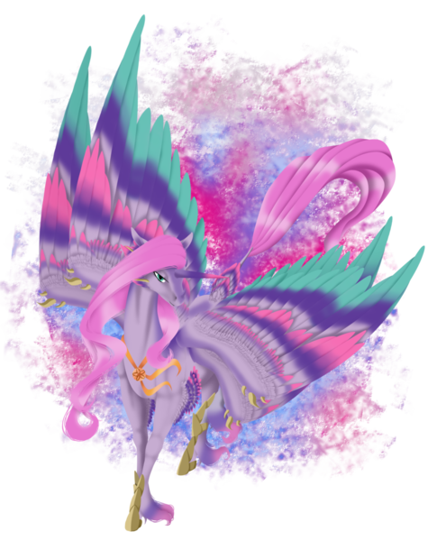 Size: 1024x1242 | Tagged: safe, artist:oneiria-fylakas, derpibooru import, oc, unofficial characters only, alicorn, braham, original species, pony, seraph, seraphicorn, alicorn oc, colored wings, multicolored wings, multiple wings, simple background, solo, transparent background