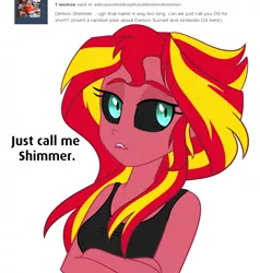 Size: 1000x1050 | Tagged: safe, artist:wubcakeva, derpibooru import, sunset shimmer, comic:ask casual midnight and demon shimmer, equestria girls, simple background, solo, sunset satan, tumblr, white background