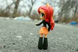 Size: 6000x4000 | Tagged: safe, artist:artofmagicpoland, derpibooru import, sunset shimmer, equestria girls, doll, equestria girls minis, looking at you, pointing, symbolism, toy, trash, waste