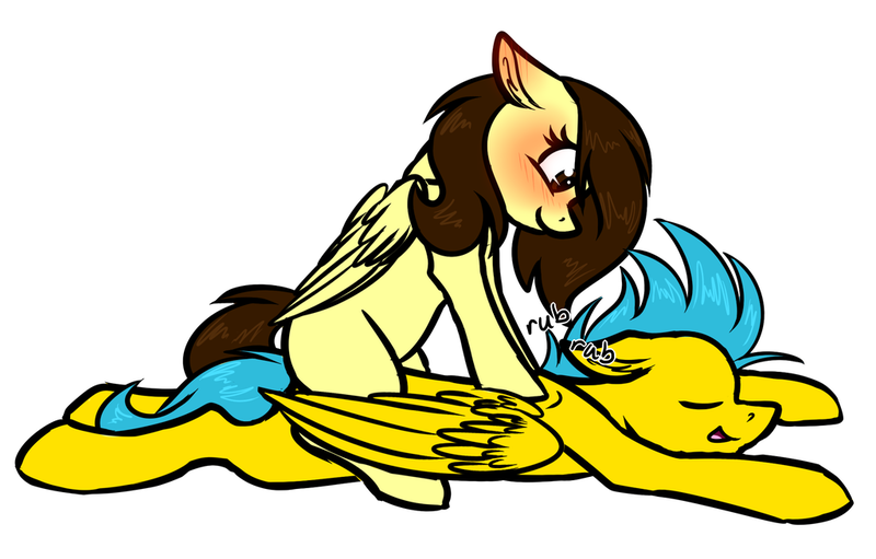 Size: 1024x654 | Tagged: safe, artist:whitehershey, derpibooru import, oc, oc:white hershey, pegasus, pony, backrub, blushing, female, male, mare, massage, oc x oc, shipping, simple background, stallion, straight, white background