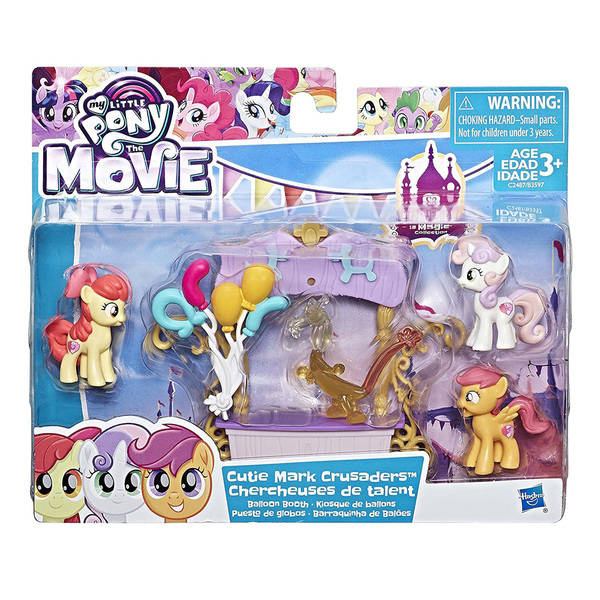 Size: 1000x1000 | Tagged: apple bloom, balloon, balloon animal, balloon discord, blind bag, cutie mark crusaders, derpibooru import, discord, friendship is magic collection, my little pony: the movie, safe, scootaloo, sweetie belle, toy, vendor stall