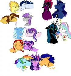 Size: 3036x3264 | Tagged: safe, artist:captainloafnugget, derpibooru import, cheese sandwich, flash sentry, maud pie, princess celestia, princess luna, queen chrysalis, rainbow dash, sci-twi, soarin', spitfire, starlight glimmer, sunset shimmer, tempest shadow, trixie, twilight sparkle, twilight sparkle (alicorn), alicorn, earth pony, pegasus, pony, unicorn, my little pony: the movie, bisexual, blushing, boop, chryslestia, female, flashlight, food, ice cream, lesbian, male, maudwich, noseboop, scitwishimmer, shipping, soarinfire, startrix, straight, sunsetsparkle, sweat, twidash