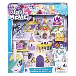 Size: 1000x1000 | Tagged: safe, derpibooru import, philomena, princess celestia, storm king, pony, my little pony: the movie, blind bag, cake, canterlot castle, food, friendship is magic collection, merchandise, toy