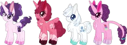 Size: 3639x1295 | Tagged: safe, artist:casanova-mew, derpibooru import, double diamond, sugar belle, classical unicorn, unicorn, chest fluff, cloven hooves, family, female, leonine tail, male, mare, offspring, parent:big macintosh, parent:double diamond, parent:sugar belle, parents:sugardiamond, parents:sugarmac, shipping, simple background, straight, sugardiamond, transparent background, unshorn fetlocks