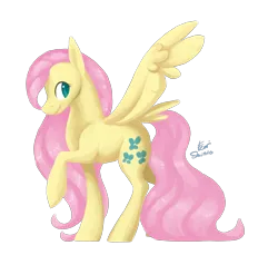 Size: 3200x3050 | Tagged: safe, artist:eeviart, derpibooru import, fluttershy, pegasus, pony, alternate cutie mark, colored pupils, female, looking away, looking sideways, mare, raised hoof, simple background, smiling, solo, spread wings, standing, tail feathers, transparent background, wings