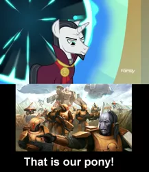 Size: 1279x1471 | Tagged: safe, derpibooru import, edit, edited screencap, screencap, chancellor neighsay, pony, tau, unicorn, school daze, season 8, spoiler:s08, critical research failure, meme, portal, tau empire, that's my pony, that's my x, warhammer (game), warhammer 40k, xv8 crisis battlesuit