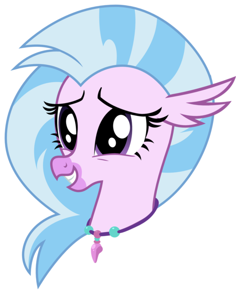 Size: 1501x1859 | Tagged: artist:sonofaskywalker, classical hippogriff, derpibooru import, female, hippogriff, jewelry, necklace, safe, school daze, silverstream, simple background, smiling, solo, transparent background, vector