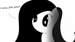 Size: 1641x917 | Tagged: black and white, crappy art, derpibooru import, edgy, grayscale, grim, monochrome, oc, safe, simple background, white background