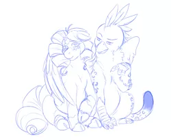Size: 2000x1641 | Tagged: safe, artist:amaraburrger, derpibooru import, oc, oc:david, oc:sandy sketch, unofficial characters only, earth pony, gryphon, hybrid, pony, unicorn, artist, comforting, crying, curly mane, curly tail, cute, depression, sad, self insert, sketch