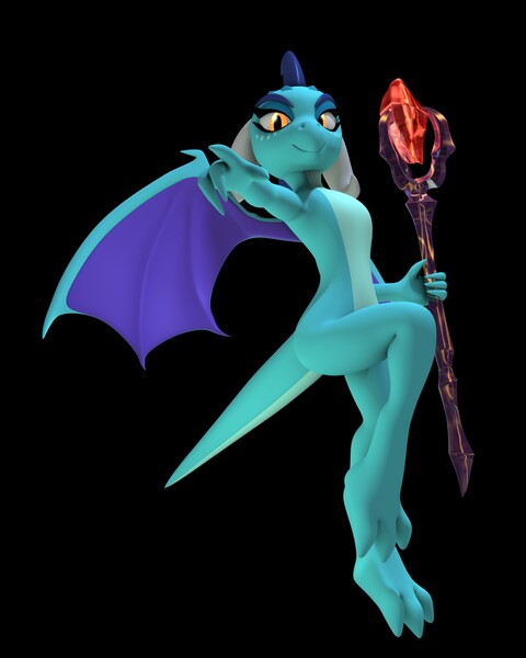 Size: 2000x2500 | Tagged: 3d, black background, bloodstone scepter, derpibooru import, dragon, dragon lord ember, female, flying, looking at you, pointing, princess ember, safe, simple background