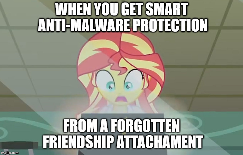Size: 784x500 | Tagged: safe, derpibooru import, sunset shimmer, equestria girls, the science of magic, computer, image macro, meme, oh crap face