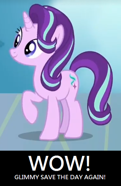 Size: 394x605 | Tagged: blatant lies, derpibooru import, drama, edit, edited screencap, grammar error, here we go again, image macro, meme, please stop, raised hoof, safe, school daze, screencap, solo, starlight drama, starlight glimmer, wow! glimmer