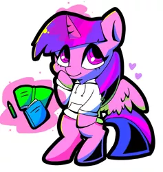 Size: 1279x1349 | Tagged: safe, artist:asg, derpibooru import, twilight sparkle, twilight sparkle (alicorn), alicorn, pony, book, cute, female, heart, looking at you, mare, pencil, simple background, solo, twiabetes, white background
