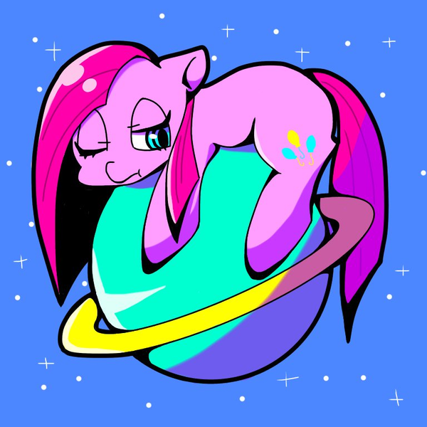 Size: 768x768 | Tagged: safe, artist:asg, derpibooru import, pinkie pie, earth pony, pony, female, looking at you, mare, pinkamena diane pie, planet, pony bigger than a planet, tangible heavenly object