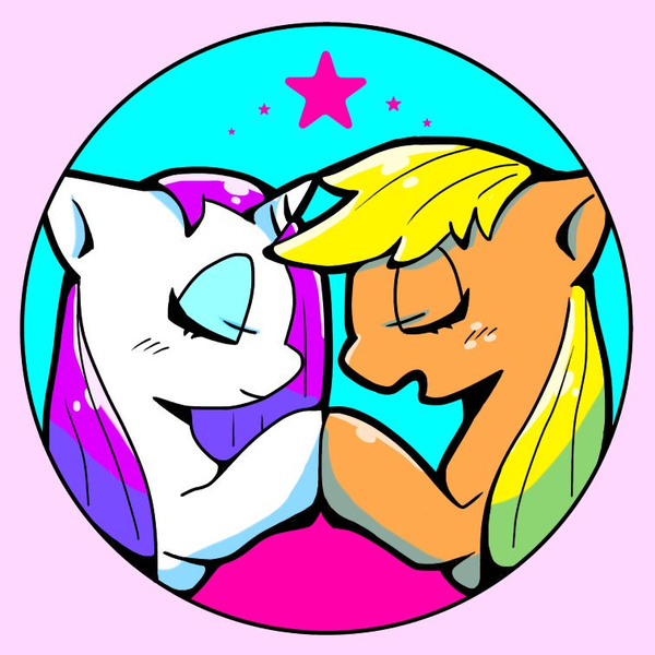 Size: 756x756 | Tagged: safe, artist:asg, derpibooru import, applejack, rarity, earth pony, pony, unicorn, female, lesbian, mare, rarijack, shipping