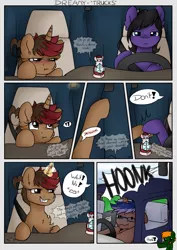 Size: 1024x1448 | Tagged: artist:littledreamycat, car, comic, derpibooru import, five finger death punch, funny, honk, oc, oc:black shade, oc:dreamheart, oc:screaming heart, safe, traffic, truck