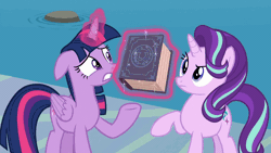 Size: 902x508 | Tagged: safe, derpibooru import, screencap, starlight glimmer, twilight sparkle, twilight sparkle (alicorn), alicorn, pony, unicorn, school daze, anarchy, animated, book, book abuse, eea rulebook, female, frown, fuck the police, fuck your rulebook, fuck your shit, gif, glare, glowing horn, gritted teeth, levitation, magic, mare, meme origin, open mouth, punch, raised eyebrow, raised hoof, savage, slap, spread wings, talking, telekinesis, this will end in death, this will end in tears, this will end in tears and/or death, water, wide eyes, wings