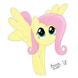 Size: 5000x5000 | Tagged: safe, artist:arcane-thunder, derpibooru import, fluttershy, pegasus, pony, absurd resolution, cute, digital art, female, flying, looking away, looking up, mare, shyabetes, signature, simple background, smiling, solo, spread wings, transparent background, wings