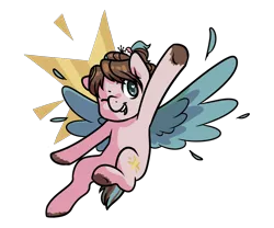 Size: 1200x1000 | Tagged: safe, artist:silverpies, derpibooru import, oc, oc:ether net, unofficial characters only, pegasus, pony, commission, flying, heart eyes, one eye closed, simple background, smiling, solo, transparent background, two toned wings, wingding eyes, wink, ych result