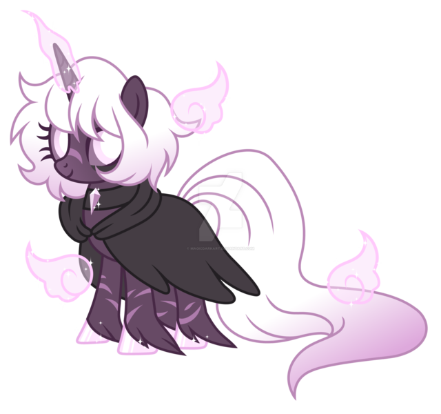 Size: 1600x1500 | Tagged: safe, artist:magicdarkart, derpibooru import, oc, pony, unicorn, cloak, clothes, female, mare, simple background, solo, transparent background, unshorn fetlocks, watermark