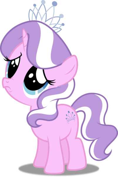 Size: 3347x5000 | Tagged: safe, artist:dashiesparkle, derpibooru import, edit, editor:slayerbvc, vector edit, diamond tiara, pony, unicorn, cute, diamondbetes, female, filly, puppy dog eyes, race swap, simple background, solo, transparent background, unicorn diamond tiara, vector, woobie