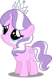 Size: 3347x5000 | Tagged: safe, artist:dashiesparkle, derpibooru import, edit, editor:slayerbvc, vector edit, diamond tiara, pony, unicorn, cute, diamondbetes, female, filly, puppy dog eyes, race swap, simple background, solo, transparent background, unicorn diamond tiara, vector, woobie