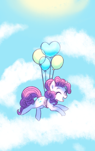 Size: 1280x2024 | Tagged: safe, artist:s1nb0y, derpibooru import, pinkie pie, pony, balloon, cloud, eyes closed, floating, happy, smiling, solo, then watch her balloons lift her up to the sky