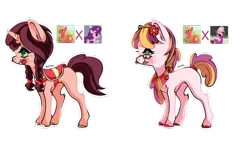 Size: 1024x576 | Tagged: safe, artist:posey-11, derpibooru import, big macintosh, cheerilee, sugar belle, oc, earth pony, pony, unicorn, candy, female, food, glasses, lollipop, mare, mouth hold, offspring, parent:big macintosh, parent:cheerilee, parent:sugar belle, parents:cheerimac, parents:sugarmac, pencil, saddle, siblings, simple background, sisters, tack, transparent background