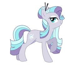 Size: 1200x1000 | Tagged: safe, artist:guzzlord, derpibooru import, oc, oc:opalescence, unofficial characters only, earth pony, pony, female, hair bun, hairpin, magical lesbian spawn, mare, next generation, offspring, parent:coco pommel, parent:maud pie, parents:marshmallow coco, raised hoof, simple background, solo, transparent background