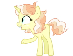 Size: 800x616 | Tagged: safe, artist:guzzlord, derpibooru import, oc, oc:daffodil, unofficial characters only, pony, unicorn, crack ship offspring, female, filly, next generation, offspring, parent:hayseed turnip truck, parent:lily lace, raised hoof, simple background, solo, transparent background