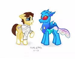 Size: 1280x1017 | Tagged: safe, artist:flukeoffate, derpibooru import, ponified, changedling, changeling, earth pony, pony, changedlingified, clothes, crossover, duo, eli vanto, galactic empire, grand admiral thrawn, mitth'raw'nuruodo, raised hoof, red eyes, signature, simple background, socks (coat marking), species swap, star (coat marking), star wars, thrawn, white background