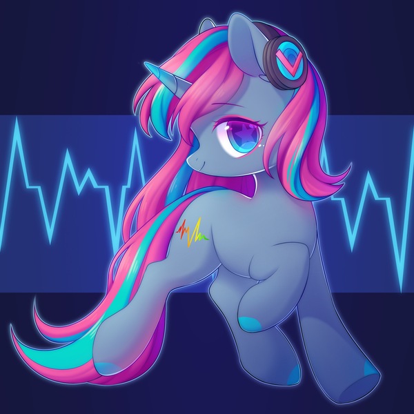 Size: 2500x2500 | Tagged: safe, artist:leafywind, derpibooru import, oc, unofficial characters only, pony, unicorn, colored hooves, colored pupils, female, headphones, looking at you, mare, solo, starry eyes, wingding eyes