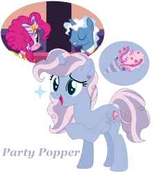 Size: 476x538 | Tagged: safe, artist:superrosey16, derpibooru import, pinkie pie, pokey pierce, oc, oc:party popper, pony, unicorn, clothes, dress, female, male, mare, offspring, parent:pinkie pie, parent:pokey pierce, parents:pokeypie, pokeypie, shipping, simple background, straight, transparent background