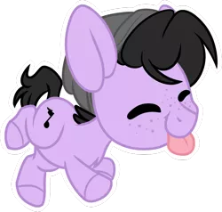 Size: 1024x976 | Tagged: safe, artist:kellythedrawinguni, derpibooru import, oc, oc:bangers, earth pony, pony, beanie, chibi, giant head, hat, male, simple background, solo, stallion, tongue out, transparent background