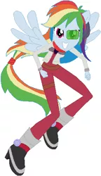 Size: 282x488 | Tagged: safe, artist:selenaede, artist:user15432, derpibooru import, rainbow dash, equestria girls, barely eqg related, base used, boots, clothes, crossover, falco lombardi, jacket, nintendo, pegasus wings, ponied up, pony ears, scouter, shoes, star fox, super smash bros., winged humanization, wings