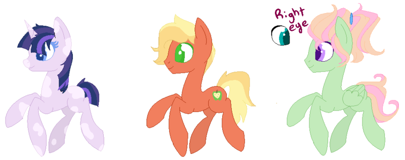 Size: 984x390 | Tagged: artist:companionadopts, derpibooru import, heterochromia, oc, offspring, parent:applejack, parent:big macintosh, parent:fluttershy, parents:applemac, parent:shining armor, parents:shining sparkle, parents:zephyrshy, parent:twilight sparkle, parent:zephyr breeze, piebald, pinto, product of incest, safe, simple background, transparent background, unofficial characters only