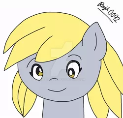 Size: 900x863 | Tagged: safe, artist:rajih0092, derpibooru import, derpy hooves, pegasus, pony, bust, female, mare, portrait, simple background, smiling, solo, watermark, white background