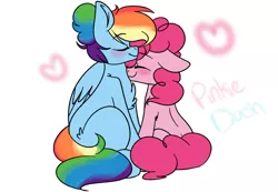 Size: 900x622 | Tagged: safe, artist:tehgamingcherryyt, derpibooru import, pinkie pie, rainbow dash, cute, daaaaaaaaaaaw, dashabetes, diapinkes, female, lesbian, pinkiedash, shipping, sitting