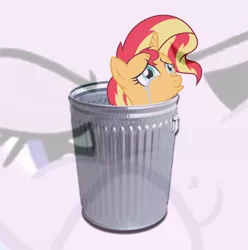 Size: 728x734 | Tagged: safe, derpibooru import, starlight glimmer, sunset shimmer, pony, unicorn, equestria girls, abuse, background pony strikes again, boop, crying, downvote bait, exploitable meme, female, glimmerposting, into the trash it goes, mare, meme, op isn't even trying anymore, self-boop, shimmerbuse, sunset shimmer's trash can, sunset vs starlight debate, trash can, your waifu is trash