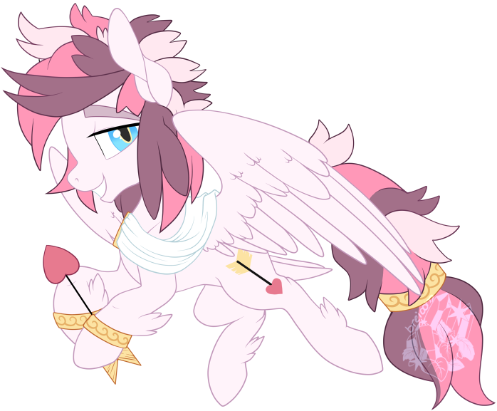 Size: 698x577 | Tagged: safe, artist:breioom, derpibooru import, oc, oc:cupid, unofficial characters only, pegasus, pony, arrow, fluffy, flying, leg fluff, looking at you, male, simple background, slit eyes, solo, stallion, tail band, transparent background