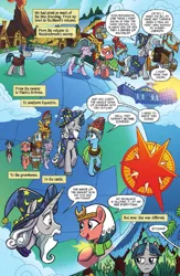 Size: 795x1222 | Tagged: safe, artist:tonyfleecs, derpibooru import, idw, flash magnus, meadowbrook, mistmane, rockhoof, somnambula, star swirl the bearded, stygian, earth pony, pegasus, pony, unicorn, legends of magic, spoiler:comic, spoiler:comiclom12, curved horn, female, glowpaz, jewelry, journey, male, mare, necklace, official comic, pillars of equestria, preview, speech bubble, stallion