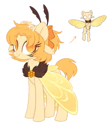 Size: 2550x2893 | Tagged: safe, artist:hawthornss, derpibooru import, oc, oc:bee, unofficial characters only, earth pony, original species, cape, clothes, cute, female, hair accessory, looking at you, simple background, smiling, solo, transparent background, wingding eyes, witchfae