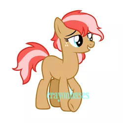 Size: 1750x1750 | Tagged: safe, artist:crayoncreates, derpibooru import, oc, unofficial characters only, earth pony, pony, adoptable, base used, blank flank, female, freckles, mare, offspring, parent:applejack, parent:trenderhoof, parents:trenderjack, simple background, solo, watermark, white background