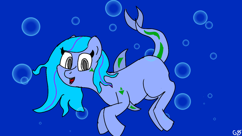 Size: 1280x720 | Tagged: artist:gamer-shy, derpibooru import, oc, original species, safe, shark pony, swimming, underwater, unofficial characters only