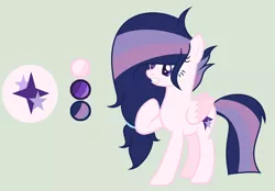 Size: 1024x711 | Tagged: safe, artist:princessunicorn123, derpibooru import, oc, oc:starlight shield, unofficial characters only, pegasus, pony, base used, cutie mark, female, green background, mare, offspring, parent:flash sentry, parent:twilight sparkle, parents:flashlight, reference sheet, simple background, solo