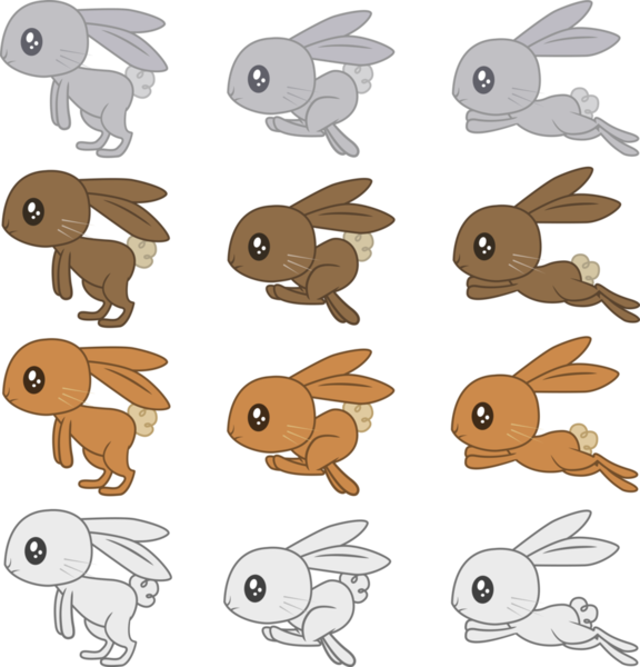 Size: 876x912 | Tagged: .ai available, animal, artist:gray--day, derpibooru import, palette swap, rabbit, recolor, resource, running, safe, simple background, .svg available, transparent background, vector